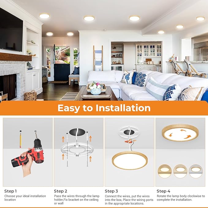 3 Pack Flush Mount Ceiling Light Fixtures - 3000K-4000K-6500K & 100W Equivalent Flat Led Lights for Room Ceiling,7.5Inch Ultra Thin Round White Ceiling Lights for Living Room,Bedroom,Kitchen,Bathroom