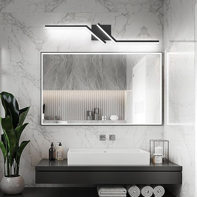 ZUZITO 32inch Black Bathroom Vanity Light Modern LED 3CCT Dimmable 24W Bathroom Lighting Fixtures Over Mirror 3000K/4500K/6000K 3 Color Adjustable