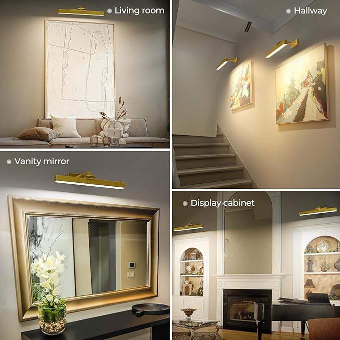 Afyuol Picture Lights Wall Light 16in CCT Gallery Light | Battery Operated, Timer, Remote Control, Adjustable Brightness, Long Lasting, for Wall, for Paintings, for Living Room, Art, Dartboard, Decor