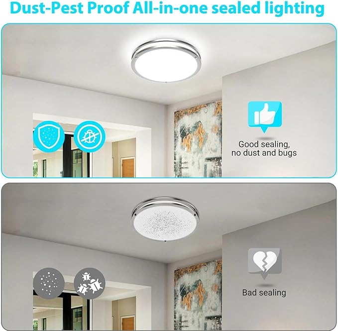 libtit 13-Inch Flush Mount Ceiling Lights, Dimmable 3000K-6500K Adjustable LED Ceiling Light, 24W Round Slim Light Fixture, Brushed Nickel for Kitchen, Bedroom, Bathroom, Hallway-1 Pack