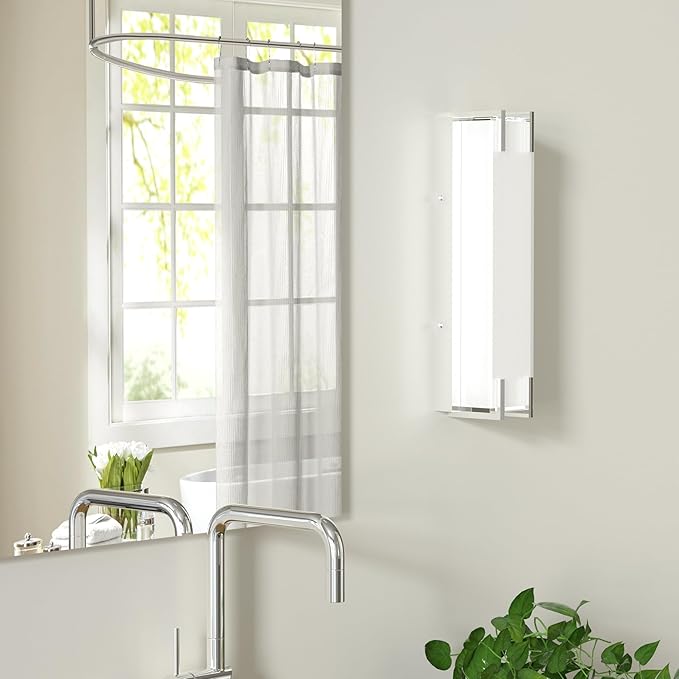 LED Bathroom Light Fixtures Over Mirror 16” Vanity Light with Milky White Lampshade 4000K Daylight Chrome Finishing Bath Bar (Chrome)
