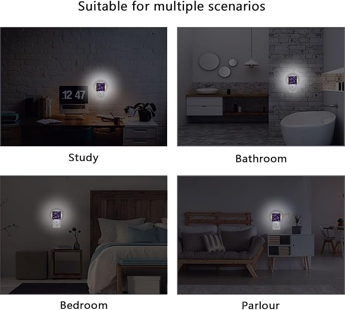 Winter Snowflake Purple Night Light LED Sensor Set of 2 Christmas Snowman Xmas Table Desk Lamps with Adjustable Brightness Eye-Caring for Home Bedroom Office Parlour