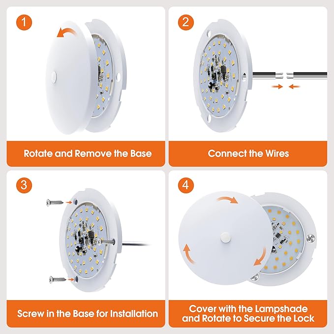 GZV RV Interior Lights, RV LED Ceiling Puck Light, 4 Pack 4.5 Inch 12V, RV Boat Interior Lighting, Dimmable Light for Camper Travel Trailer Motorhome(3000K with Warm White Light)