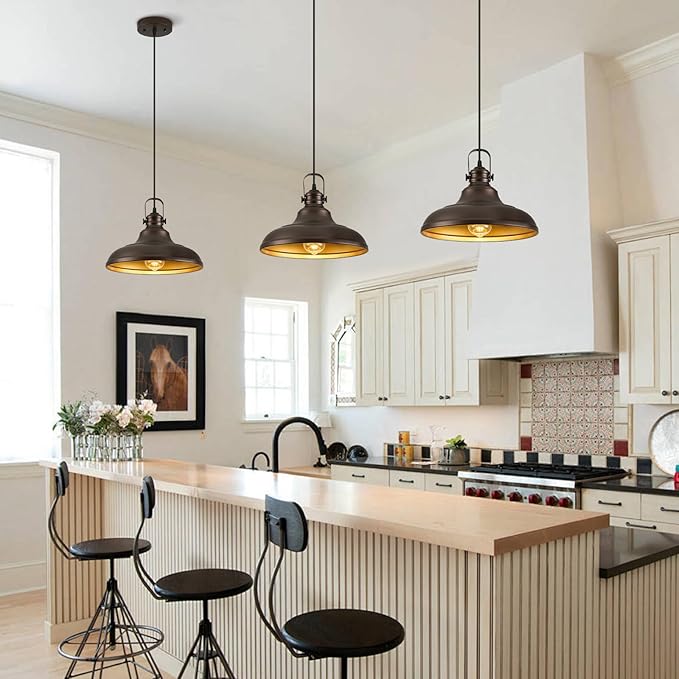 Oil Rubbed Bronze Pendant Light Modern Pendant Lights for Kitchen Island Hanging Lighting Fixture Over Sink for Dinning Room Bedroom Hallway,3 Packs