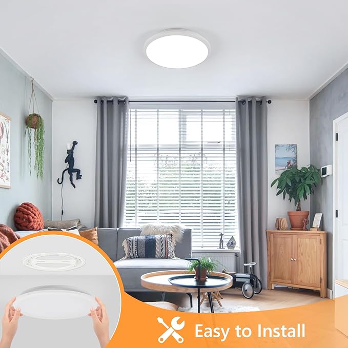 DELIPOP 4 Pack 12 Inch LED Flush Mount Ceiling Light, 24W Surface Flat LED Ceiling Light for Indoor/Outdoor, IP54 Waterproof Round Ceiling Light Fixture for Bathroom, Bedroom, Kitchen, Hallway