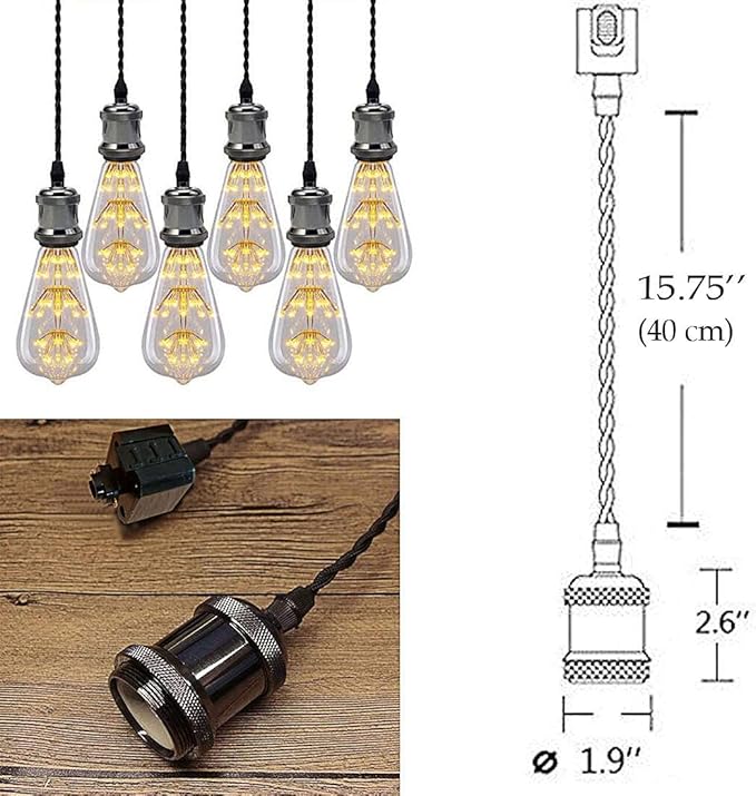 Kiven 3-Lights H System Track Mini Pendant, Pearl Black Finish Lamp Holder Fitting Track Light Kit, Rose Pendant Braided Fabric Flex Cord Length 15.75 in,TB0123-40CM