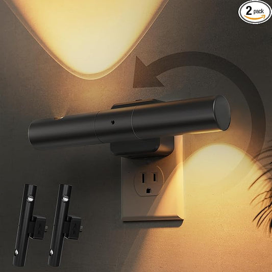 L LOHAS LED Night Light, Night Lights Plug into Wall, Auto Light Sensor 180° Rotating[2-Pack], Brightness Adjustable 0-100Lm, Soft White 3000K, Modern Nightlights for Bathroom, Hallway