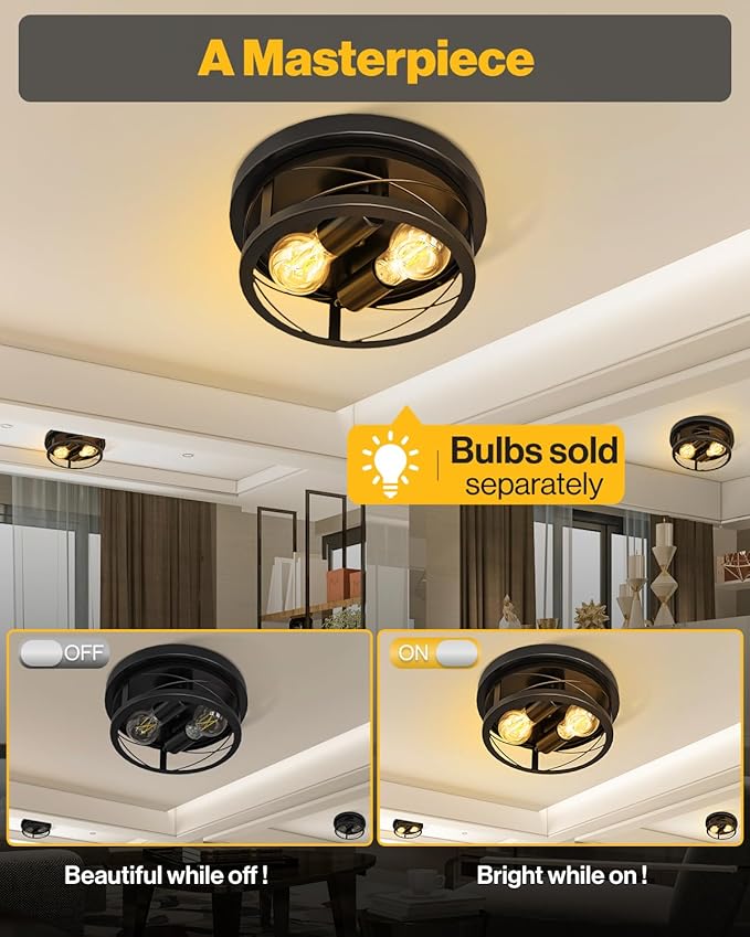 Sunco Farmhouse Ceiling Light Fixtures, Rustic Ceiling Light Fixture for Foyer, Bedroom, Hallway, Kitchen, Living Room, Den, 11 Inch Diameter, E26 Medium Base, Max 100W 2 Pack