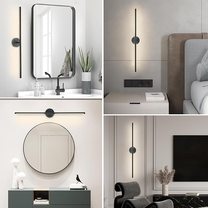 Matte Black Bathroom Light Fixtures Over Mirror 43 Inch, 33W 360° Rotatable Dimmable 4000K Led Vanity Light Bar, Modern Bathroom Vanity Lights Above Mirror