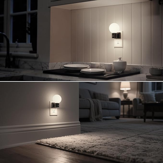 DORESshop Moon Night Light, Night Lights Plug into Wall, Dusk-to-Dawn Sensor, 3D Design 5000K Daylight White, Dimmable Nightlights Indoor for Bathroom, Bedroom, Hallway, Stairs, 2 Packs