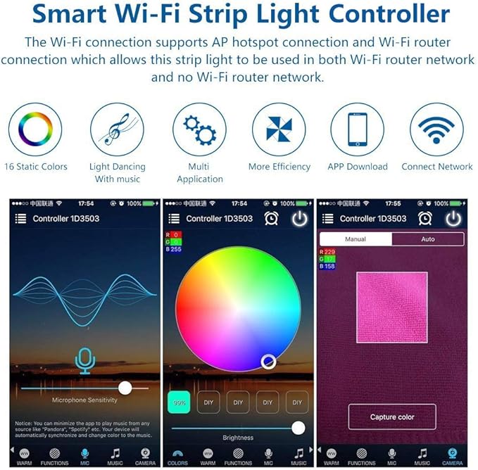 iNextStation Smart RGB WiFi LED Controller 4-Pin Output Compatible with Alexa/Google Home Assistant/IFTTT Android/iOS for SMD 3535 5050 2835 Color Changing LED Strip Lights