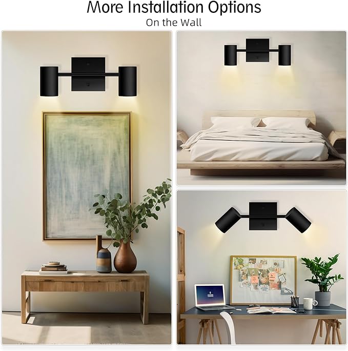 BoostArea 2-Light Track Lighting Kit, LED Track Lighting with GU10 Socket, Flexibly Rotatable Light Heads, Modern Track Lighting Fixtures Ceiling for Kitchen, Bedroom, Living Room, Bulb Not Included