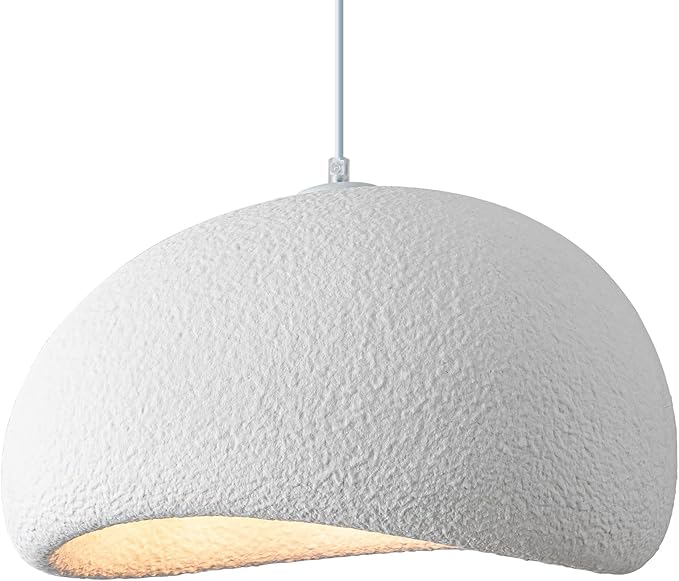 Wabi Sabi Pendant Light 15.7 inch - Modern Japanese Ceiling Fixture for Dining Room, Kitchen Island, Hallway, Bedroom, Restaurant - White Hanging Lamp with E26 Base (40cm/15.7in)