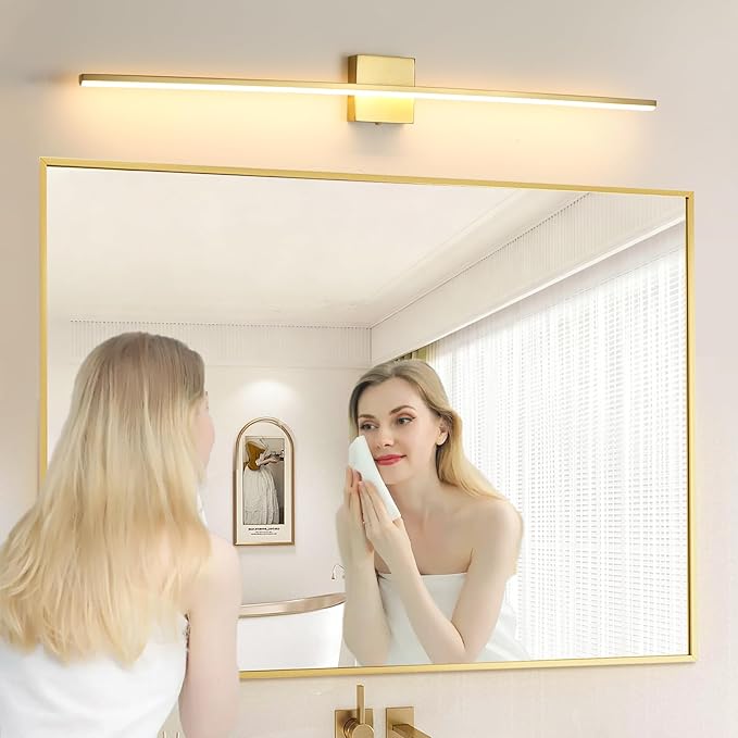 Brushed Gold Vanity Light 40 Inch Modern Bathroom Light Fixtures 23W Wall Vanity Lamp Over Mirror, Dimmable 5CCT LED Wall Sconce for Bedroom Cabinets UL Certificated