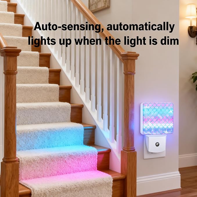 Night Light Plug-in Dusk to Dawn Smart Sensor White Led Nightlight for Bedroom Bathroom Kitchen Hallway Stairs Energy Efficient Decor Desk Lamp