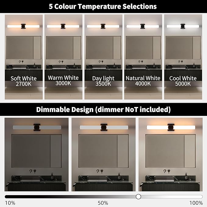 Modern Wall Sconce 30 Ihch Black Bathroom Sconces LED Wall Lighting Fixtures with Acrylic Shade Hardwired Long Vanity Lights Over Mirror for Bedroom Living Room Hallway