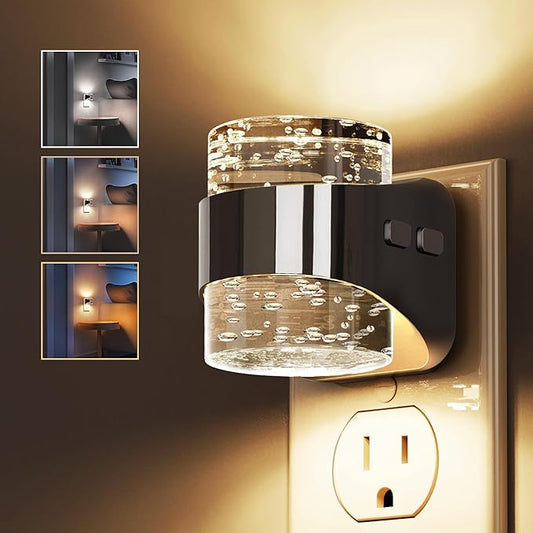 L LOHAS LED 3CCT Night Lights Plug into Wall, 3000K/4000k/5000K Adjustable Color Temperature Night Light,Bubble Nightlight with Dusk to Dawn Sensor for Rooms Bathroom Hallway