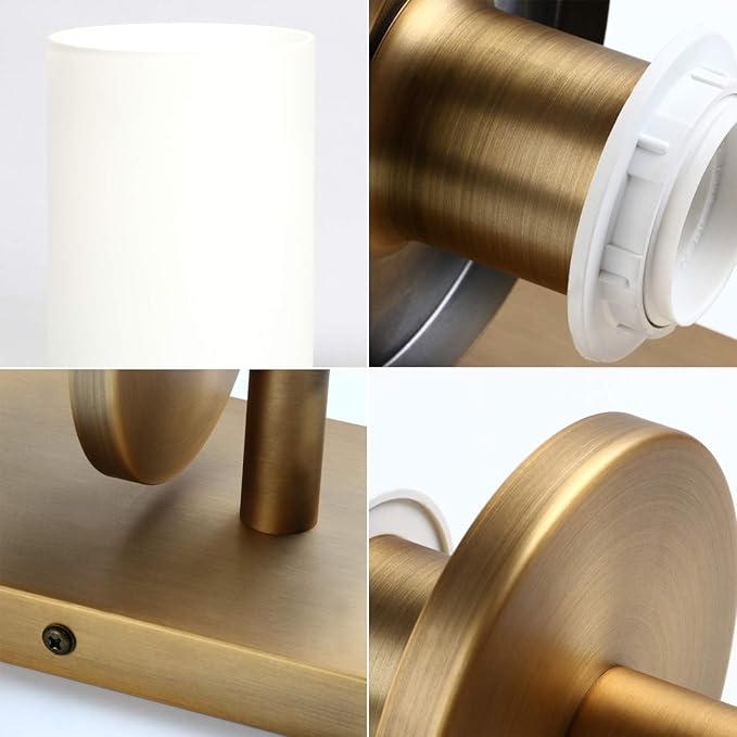 Pathson Vintage 1-Light Wall Sconce, Hardwired Bathroom Vanity Light, Frosted Glass Wall Mount Light Fixtures for Hallway Bathroom Kitchen Living Room (Antique)