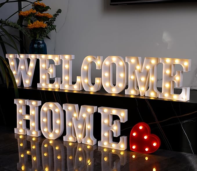 DyingSwan Small Led Marquee Letters, Light Up Letters, 8.58 Inch Led Letter Lights, Battery Powered Lighted Sign for Table, Party, Birthday, Christmas Decor (Letter W)