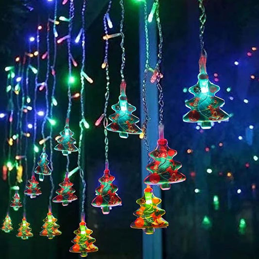 Curtain String Light Christmas Decoration Icicle Lights 8 Modes dimmable,108 LEDs 4M Christmas and Halloween String Lights for Home,Office,Party,bar,Holiday,Party (Multicolor)