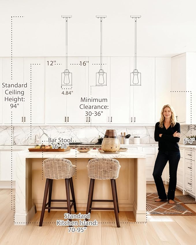 Beionxii Brushed Nickel Pendant Lights Kitchen Island, Hanging Lights Fixtures with Milk Glass, Kitchen Pendant Lighting Over Island, Hanging Lights for Sink, Dining Room, Entryway, BX-PL02BN