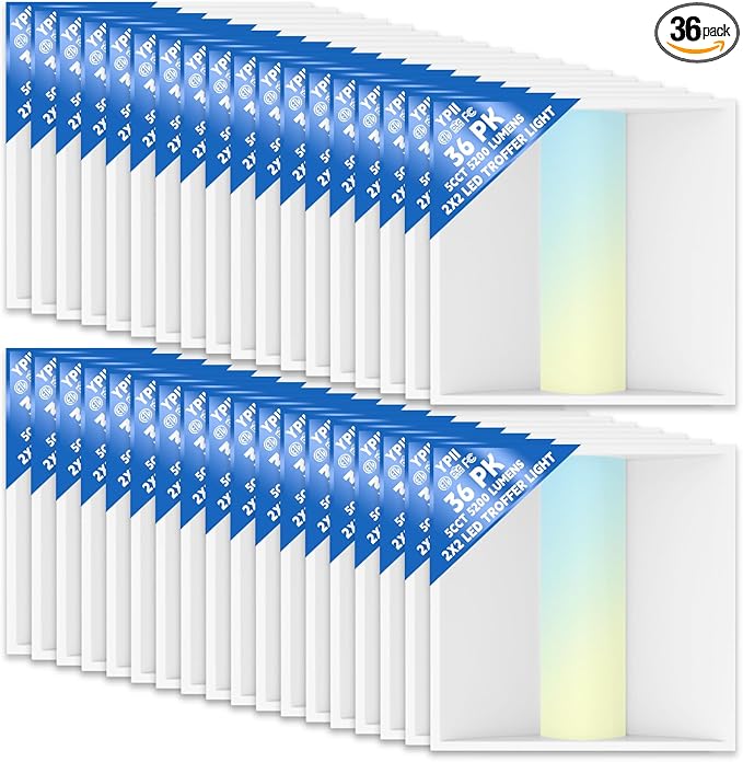 36Pack 2x2 FT LED Center Basket Troffer Light, 5CCT Color Tunable 3000/3500/4000/5000/6500K, Watt Adjustable 40W/35/30/25/20W, 0-10V Dimmable Drop Ceiling Lights, 120-277V-ETL&DLC Qualified