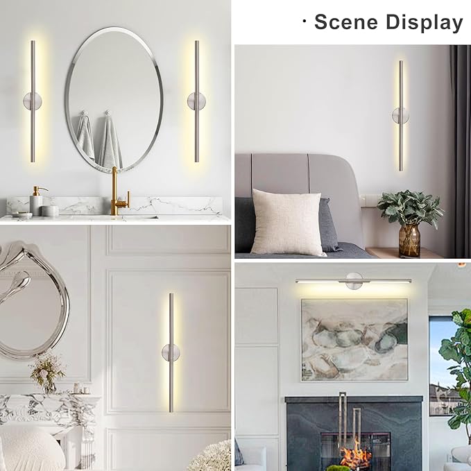 Brushed Nickel Bathroom Light Fixtures Over Mirror 30 Inch, 20W 360° Rotatable Dimmable 4000K LED Vanity Light Bar, Modern Bathroom Vanity Lights Above Mirror