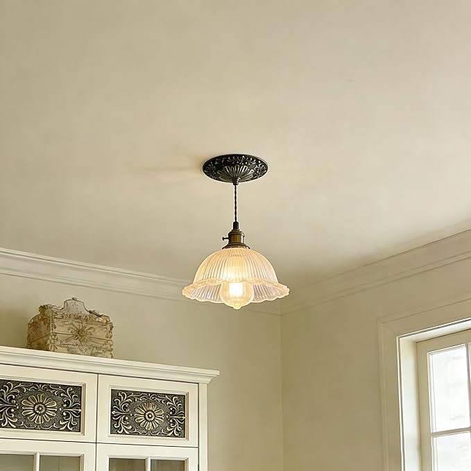 5.51" All Copper Ceiling Cover Plate, Heavy Duty Retro Black & Gold Solid Brass Carved Chandelier Ceiling Canopy Base, Light Canopy Kit, Chandelier Parts with Dual Ceiling Hooks for Light(Open/Closed)