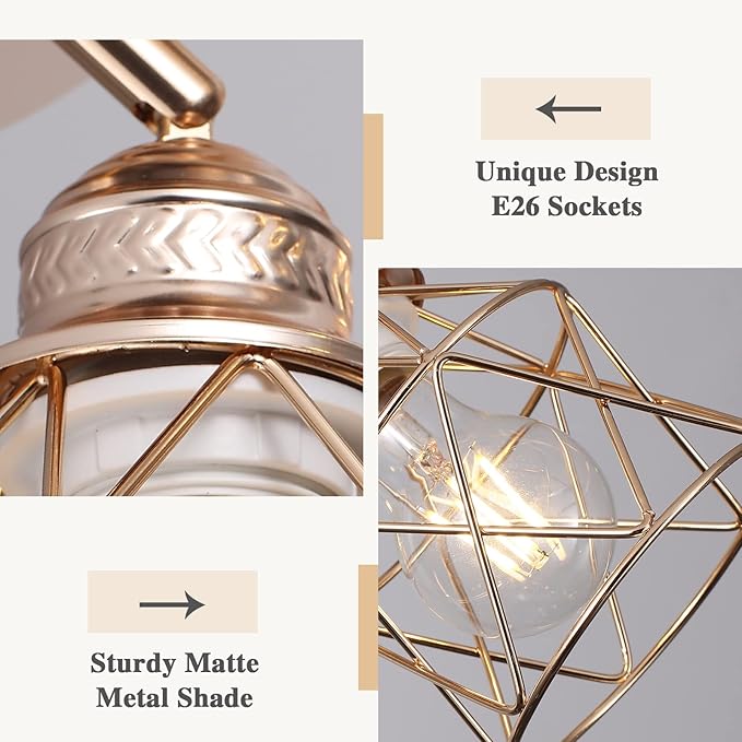 Kitchen Light Fixtures - 3-Lights Multi-Directional Ceiling Lamp with E26 Base, Adjustable Flush Mount for Hallway, Farmhouse, Kitchen, Dining Room, Entryway