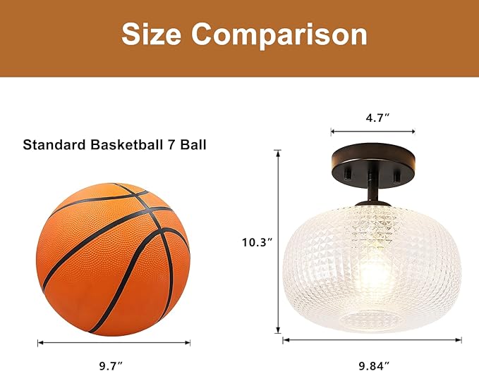 Modern Black Flush Mount Ceiling Light Fixtures,Hammered Globe Lighting Adjustable Hanging with Seeded Glass Lampshade for Entryway Bedroom Kitchen Hallway Laundry Room,E26 1-Light Lamp,9.84 In