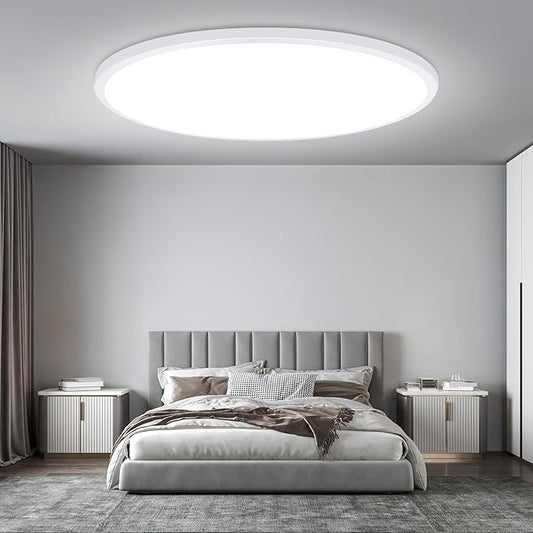 Brightever 15 Inch Large Flush Mount Ceiling Light Fixtures, 3800LM 3000W Equivalent, 2700K-6500K Selectable, 0.67 Inch Extremely Thin 30W Modern Dimmable Flat LED Ceiling Lights for Bedroom, 1 Pack