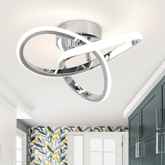 CANEOE Hallway Ceiling Light Modern Led Ceiling Light Fixtures,4500K Daylight White Close to Ceiling Lamps for Bedroom Bathroom Kitchen Balcony Laundry Room Stair Aisle Ceiling Lighting Curved Design