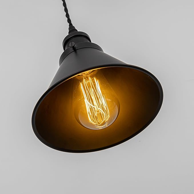 1x Plug in Cable Track Rail, 2X Adjustable Cord Black Track Lighting Fixtures H-Type Vintage Design for Kitchen Loft(No Bulb)