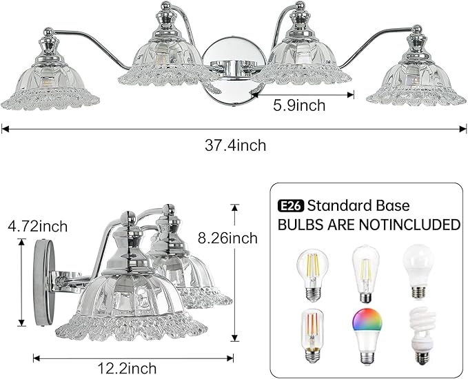 XIEDUN Chrome 4 Light Vanity Light Bathroom Light
