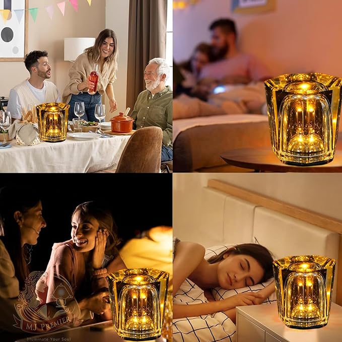 Crystal Diamond Table Lamp USB Charging Touch Lamp K9 Crystal Table Lamp with 3 Color, Diamond Lamp for Nightstand Bedroom Livng Room Decor Christmas Gifts (Style A, 3 Color)