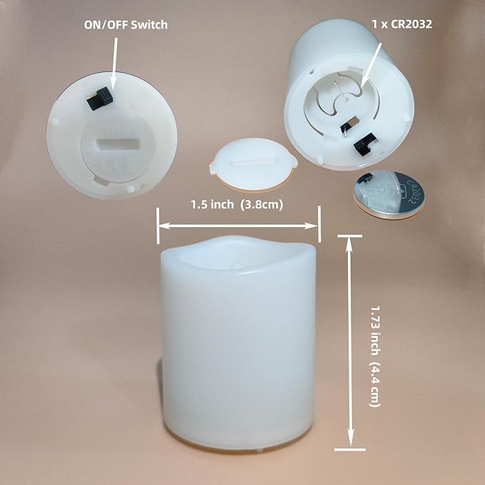 12 Pack Flameless Votive Candles Flickering Electric Fake Candles LED Battery Operated Tea Lights for Home Wedding Decor Party Table Halloween Christmas Decorations, White Glow