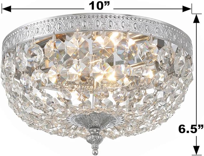 Crystorama 2 Light Clear Italian Crystal Flush Mount (Polished Chrome, 10")