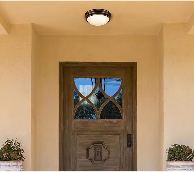 Westinghouse 6370600 Meadowbrook 13-Inch, Two-Light Indoor Flush Mount Light Fixture, Oil Rubbed Bronze Finish and Frosted Glass