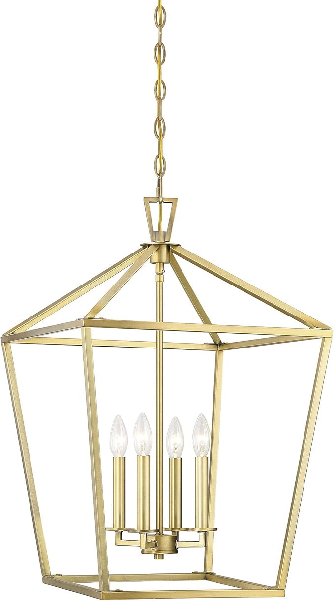 Savoy House 1-321-4-322 Townsend Traditional Open Frame Pendant Light Fixture, 4-Light 240 Total Watts, 26" H x 17" W, Warm Brass