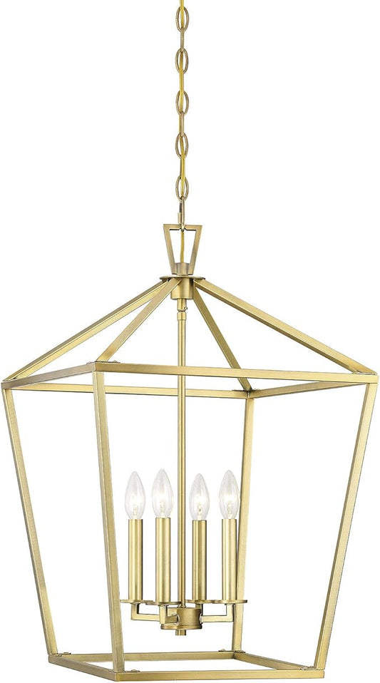 Savoy House 1-321-4-322 Townsend Traditional Open Frame Pendant Light Fixture, 4-Light 240 Total Watts, 26" H x 17" W, Warm Brass