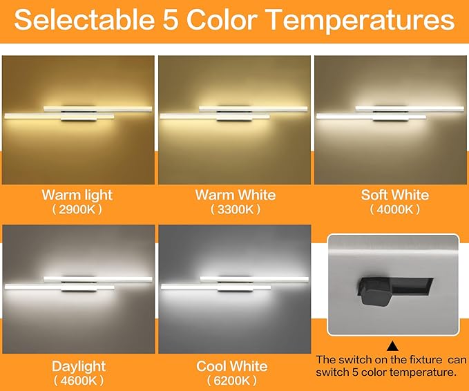 PRESDE 48 Inch LED Bathroom Vanity Light Bar, Brushed Nickel Bathroom Light Fixtures Modern Vanty Lighting Over Mirror 5CCT