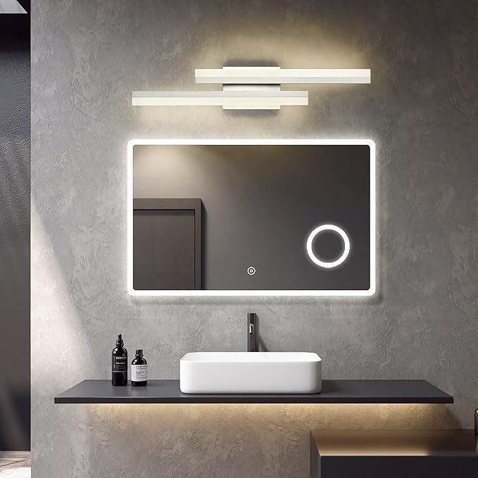 PRESDE 24 Inch LED Vanity Light Brushed Nickel Bathroom Light Fixtures Over Mirror Modern Bath Wall Lighting Bar 3CCT