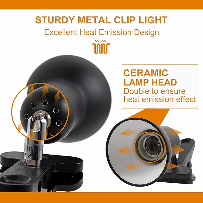 RONG&LAN LED Metal Clip On Light Clip on Lamp for Desk, 360° Adjustable Clamp Reading Light for Bed, Eye-Friendly Book Night Light for Desk Bed Table Dorm Room Bedroom Office Reading SUN-88 Black
