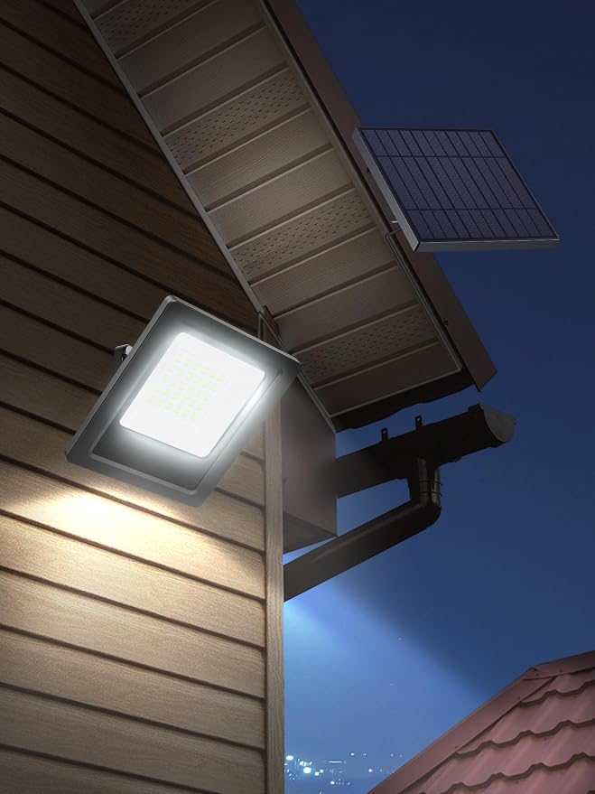 Lightonight Solar Lights Outdoor 1 Pack, 6500K Cool White | Waterproof Solar Flood Lights, Waterproof Dusk to Dawn Solar Powered Security Spot Lights for Porch Patio Yard Garage