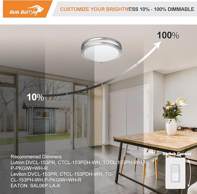 12IN Double Ring Flush Mount Fixture, 15W, 1000LM, with 5CCT 2700K-5000K Adjustable LED Ceiling Lighting, Dimmable Ceiling Light for Hallway, Bedroom, Kitchen, ETL Listed - 4PK