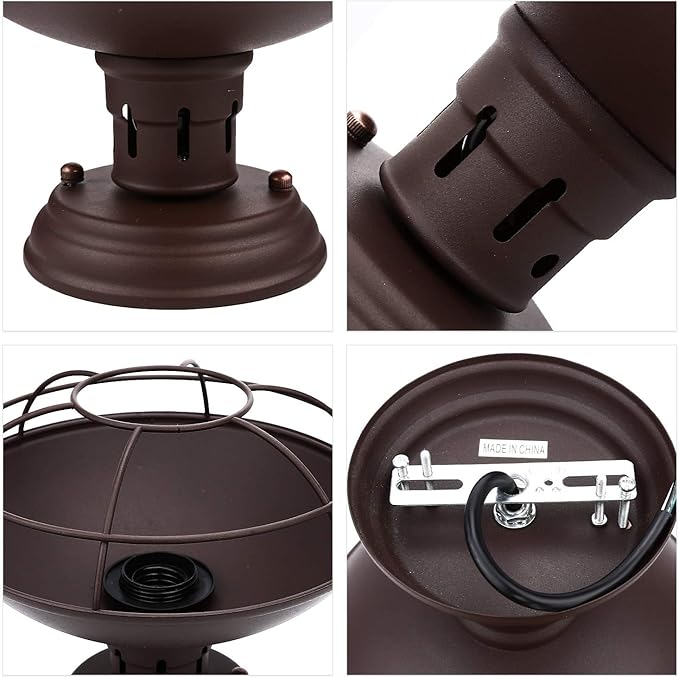 Farmhouse Flush Mount Ceiling Light - Easric Industrial Ceiling Light Fixture Rustic Copper Metal Cage Close to Ceiling Lamp E26 Base for Hallway Foyer Kitchen Porch Bronze