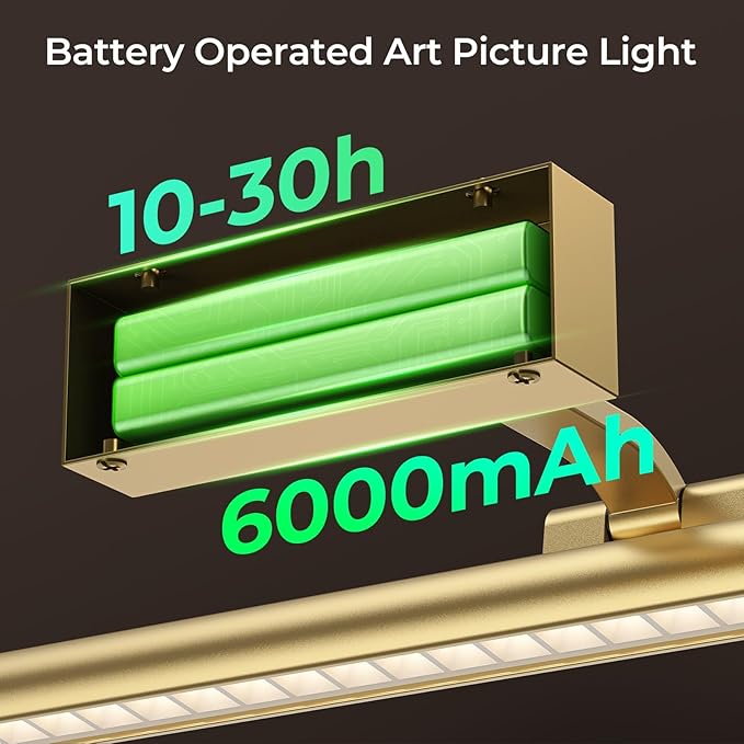 Wireless Picture Lights for Wall, Battery Operated Wall Light for Painting Rechargeable CCT Rotatable Art Gallery Light with Remote Dimmable Timer for Artwork Frame Display Dartboard