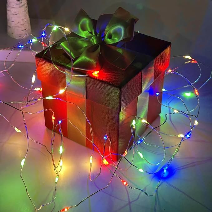 2-Pack Multicolor Fairy Lights Battery Operated with Timer, 16FT 50 LED String Lights Outdoor Indoor, Twinkle Lights Waterproof for Bedroom Wedding Birthday Christmas Parties Centerpiece (Multicolor)