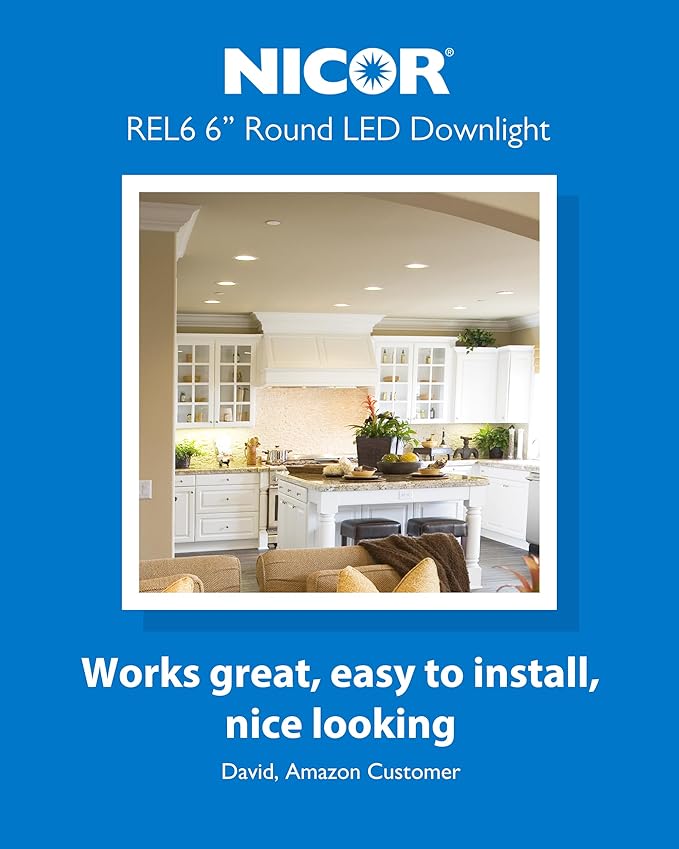 Recessed Ceiling Lights LED Downlight - Dimmable 5/6 inch LED Recessed Light Fixtures - Selectable CCT 2700K-5000K, 918 Lumens, 10.3W - DLR56 Retrofit Ceiling Light, White, 12-Pk by NICOR Lighting