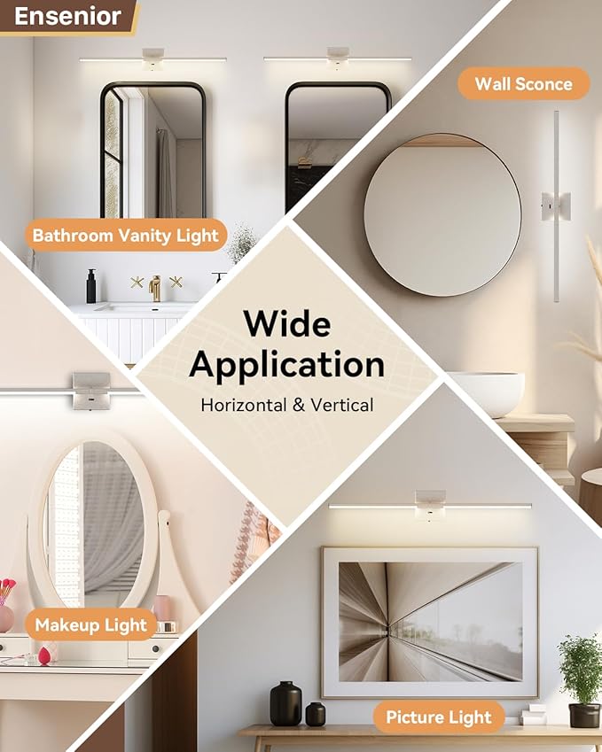 Ensenior Modern Brushed Nickel Bathroom Vanity Light 32 inch, Built-in Dimmer, 1450LM Dimmable 5CCT Led Bath Lights, Bar Vanity Light for Bathroom Mirror Cabinets Bedroom-FCC & ETL Certificated